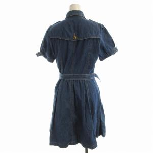 BURBERRY BLUE LABEL ワンピース ひざ丈 デニム 半袖 38 紺 ネイビー E1J25-795-28 /EE
