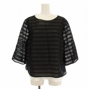 NEMIKA シースルー シャツ ブラウス 1601196 七分袖 プルオーバー 13 黒 ブラック /G