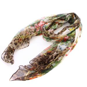 ストール シアー シースルー いちご柄 花柄 フラワー レオパード ヒョウ柄 総柄 マルチカラー /BB