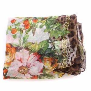 DOLCE&GABBANA ストール シアー シースルー いちご柄 花柄 フラワー レオパード ヒョウ柄 総柄 マルチカラー /BB