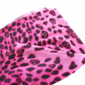 Alexander McQueen ストール マフラー 大判 フリンジ レオパード柄 スカル カシミヤ シルク混 ピンク 黒 ブラック /KU