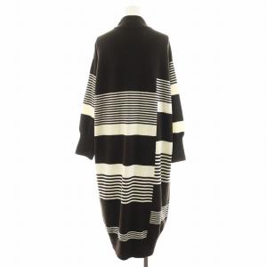 GALERIE VIE 21AW ウールカシミヤ ボトルネックワンピース 長袖 ロング丈 ボーダー柄 36 アイボリー 茶 ブラウン