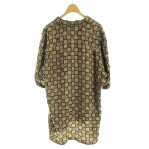 Christian Dior MONSIEUR シャツ 半袖 総柄 M 茶 ブラウン AHS-6857 /EE