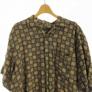 Christian Dior MONSIEUR シャツ 半袖 総柄 M 茶 ブラウン AHS-6857 /EE