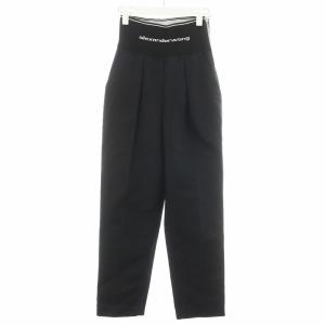 ハイウエストロゴプリントキャロットロングパンツ 0 ブラック