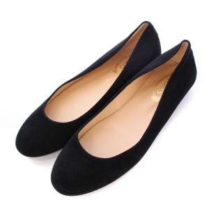 パンプス フラットシューズ ラウンドトゥ スエード スタッズ 35.5 黒 ブラック /BB