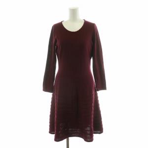 ニットフレアワンピース ミニ 長袖 S ボルドー /NQ