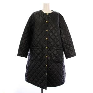 ARKLEY LONG フェイクレザーコート ノーカラー キルティング 中綿 アウター ロング丈 34