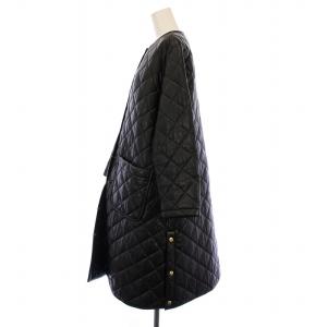 Traditional Weatherwear ARKLEY LONG フェイクレザーコート ノーカラー キルティング 中綿 アウター ロング丈 34