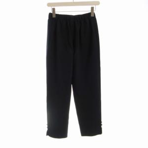 René スラックスパンツ 花モチーフ ハイウエスト 34 紺 ネイビー 5915020A /RO