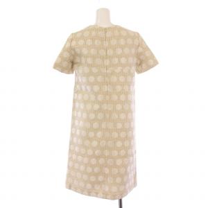 PAULE KA ワンピース ひざ丈 半袖 クルーネック ドット柄 36 ベージュ タグ付き /BB