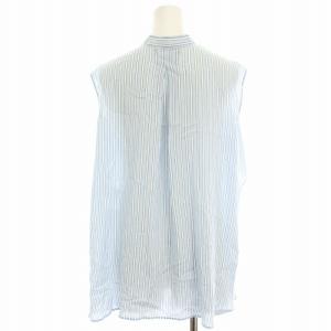 TOMORROWLAND collection 23SS トラックストライプ フレアヨークブラウス シャツ ノースリーブ 絹 シルク混 36 水色 ライトブルー