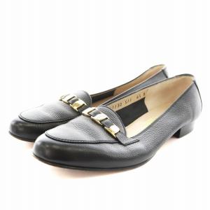 パンプス アーモンドトゥ レザー 6.5 黒 ブラック /AN5 D