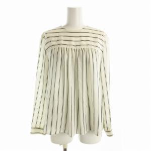 シャツ ブラウス 長袖 ストライプ 36 白 ホワイト 11-01-84-01204 /EE