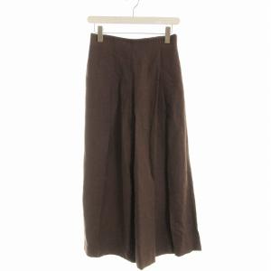 ガウチョパンツ ワイド リネン混 36 茶 ブラウン 11-04-81-04707 /EE