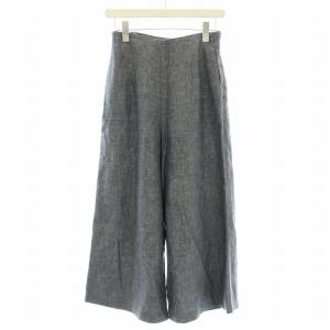 リネン ワイドパンツ 578-6144002 麻 パンツ 1 青 ブルー /G