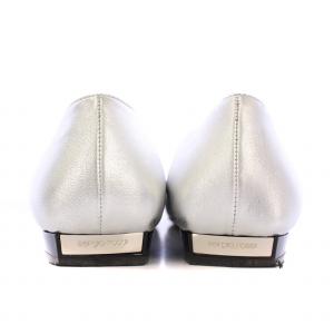 Sergio Rossi SR1コレクション パンプス ポインテッドトゥ ローヒール レザー ベルト 36 シルバーカラー /BB