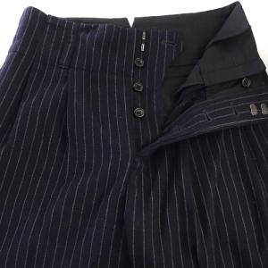 MARGARET HOWELL フォックスブラザーズ FOX BROTHERS スラックスパンツ ハイウエスト ストライプ 2 紺 ネイビー