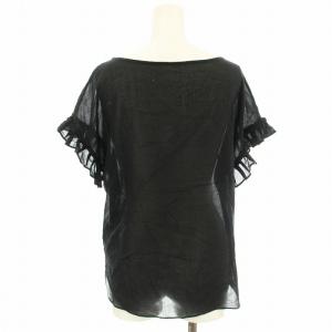 MARGARET HOWELL シアー カットソー 578-252802 半袖 フリル シャツ ブラウス 1 黒 ブラック /G