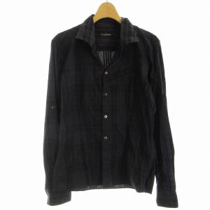 カジュアルシャツ チェック 長袖 L 紺 ネイビー TSH-2202 /EE