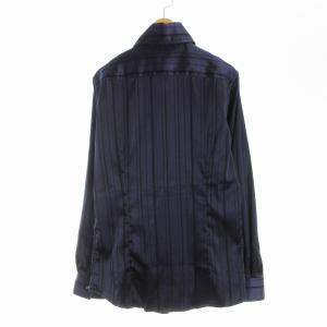 TORNADO MART シャツ 長袖 サテン ストライプ L 紫 パープル TSH-8255-8 /EE