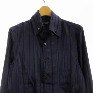 TORNADO MART シャツ 長袖 サテン ストライプ L 紫 パープル TSH-8255-8 /EE