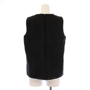 theory luxe 23SS カットソー ノースリーブ クルーネック レース 刺繍 40 黒 ブラック /BB