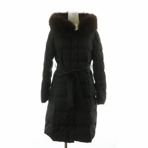 ダウンコート アウター ロング フーディー ベルト付き 2 ブラック 47425151 /NQ