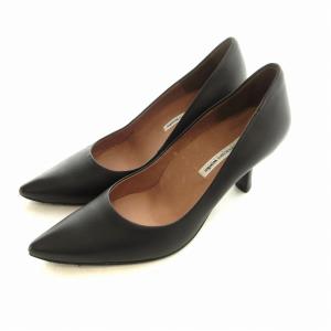 works パンプス ポインテッドトゥ レザー 23.5?p 黒 ブラック /EE