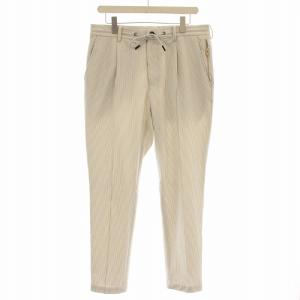 シアサッカー テーパードパンツ 1072310052 ストライプ センターシーム スラックス 4 白 グレー