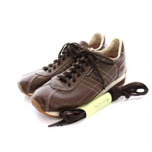レザー スニーカー ローカット シューズ 37 茶 21333 /YM