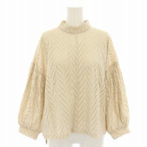 21AW カットエンブロイダリートップ カットソー ブラウス ハイネック 半袖 総柄 2 ベージュ 11122-4212