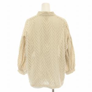 CLANE 21AW カットエンブロイダリートップ カットソー ブラウス ハイネック 半袖 総柄 2 ベージュ 11122-4212