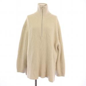 22SS コットンシルク ハーフジッププルオーバー ニット セーター 長袖 S アイボリー 23-02-21-02011