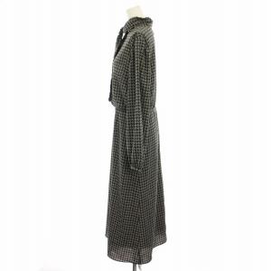 UNTITLED レトロボウタイワンピース 総柄 ロング ミモレ M 黒 ブラック 白 ホワイト 153-55304 /HN