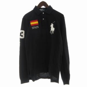 ポロシャツ ビッグポニー 刺繍 長袖 S 黒 ブラック 71451 /RO