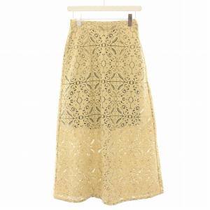 24SS モジュラレーススカート MODUALL LACE SKIRT ロング フレア 花柄 ペチコート付き