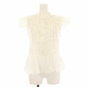 ブラウス プルオーバー 半袖 ハーフボタン レース フリル XXS 白 ホワイト /KU