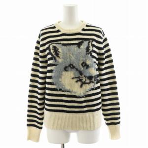 フォックスヘッドジャガードニット ボーダー モヘヤ S ブラック ホワイト KWM-0557-B