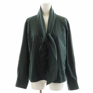 23AW SOFT COTTON SILK シャツ ブラウス 長袖 シルク混 絹 1 緑 グリーン 578-3253011