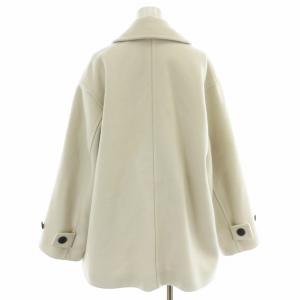 FRAY I.D 23AW ファインメリノピーコート Pコート ラムウール ダブル ショート 1 オフホワイト FWFC234060