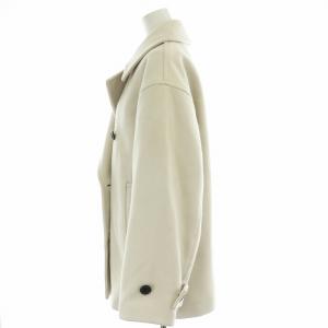 FRAY I.D 23AW ファインメリノピーコート Pコート ラムウール ダブル ショート 1 オフホワイト FWFC234060