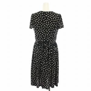 BURBERRY BLACK LABEL ワンピース ロング Vネック 半袖 ドット柄 38 黒 ブラック 白 ホワイト D5J71-599-09