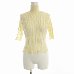 23AW Sheer Stripe Tops カットソー シアー シースルー ハイネック 五分袖 F アイボリー
