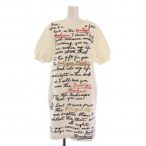 ワンピース ひざ丈 半袖 プリント I40 白 /BM