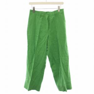 ウォッシュドリネンパンツ クロップドパンツ ジップフライ 38 緑 グリーン 23913104326 /YT
