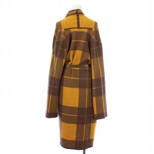 FOXEY ニットカーディガントッパー ウール チェック柄 ベルト F ブラウン