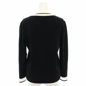 FOXEY ニット セーター バイカラー 42 ブラック ホワイト 37081