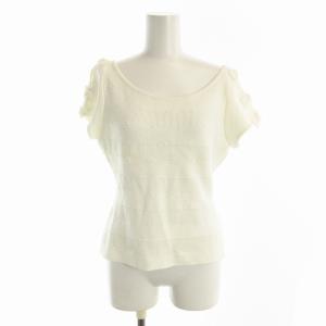 ニット カットソー 半袖 リボン 38 白 ホワイト 6222270 /EE