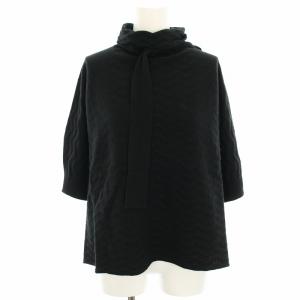 ニット カットソー カシミヤ 五分袖 38 黒 ブラック 6H2MX2 2M91Z /HN